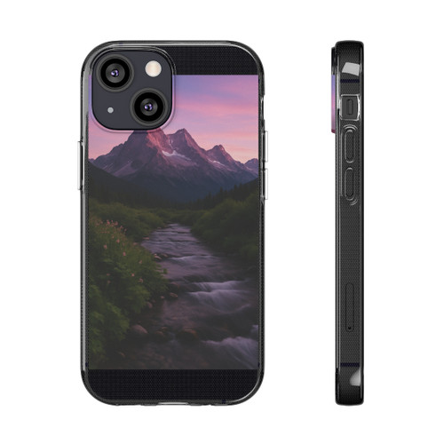 Serene Mountain Retreat - Clear Silicone Phone Cases