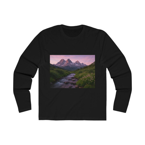 Serene Mountain Retreat - Men's Long Sleeve Crew Tee