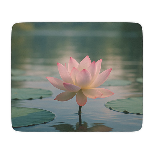 Serene Lotus Bliss - Tan Sherpa Blanket