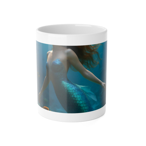 Ethereal Ocean Dance - White Ceramic Mug, 11oz