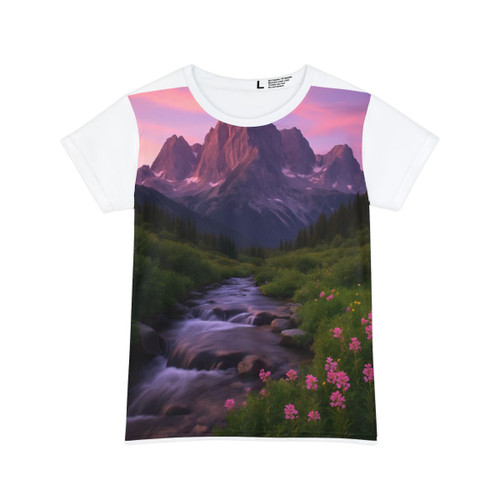 Serene Mountain Retreat - Women's Short Sleeve Shirt (AOP)