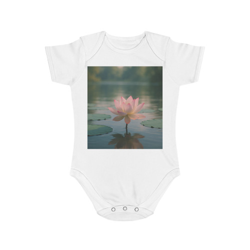 Serene Lotus Bliss - Short Sleeve Baby Bodysuit