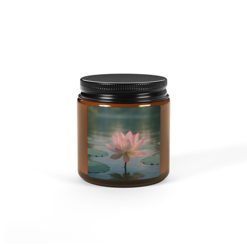 Serene Lotus Bliss - Scented Soy Candle (Multi-Size, Amber Jar)