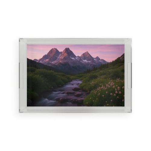 Serene Mountain Retreat - Acrylic Serving Tray