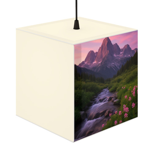 Serene Mountain Retreat - Light Cube Lamp