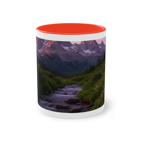 Serene Mountain Retreat - Two-Tone Coffee Mug, 11oz