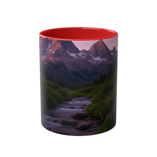 Serene Mountain Retreat - Two-Tone Coffee Mugs, 11oz