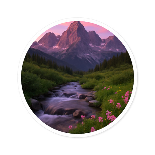Serene Mountain Retreat - Round Stickers, Indoor\Outdoor