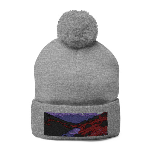 Serene Mountain Retreat - Pom-Pom Knit Cap (Embroidery)