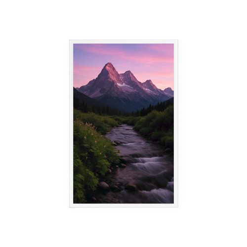 Serene Mountain Retreat - Acrylic Sign with Wooden Stand