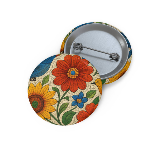 Nature's Mosaic Symphony - Custom Pin Buttons