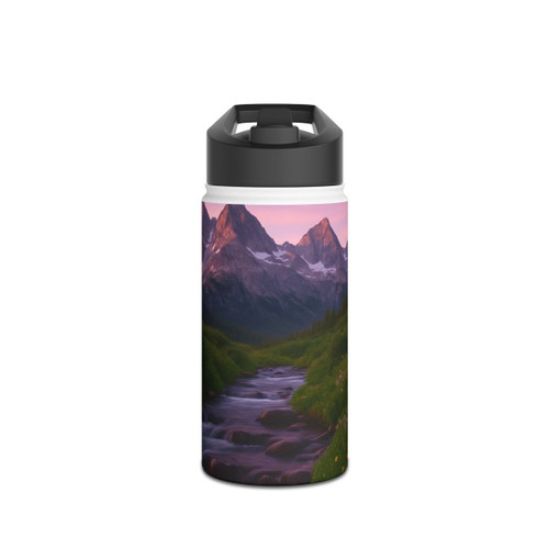 Serene Mountain Retreat - Stainless Steel Water Bottle, Standard Lid