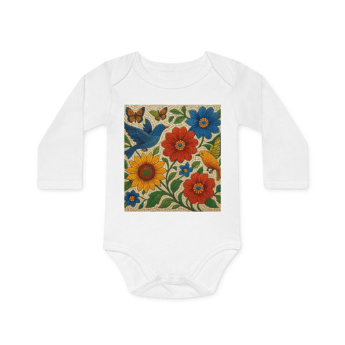 Nature's Mosaic Symphony - Baby Long-Sleeve Organic Bodysuit