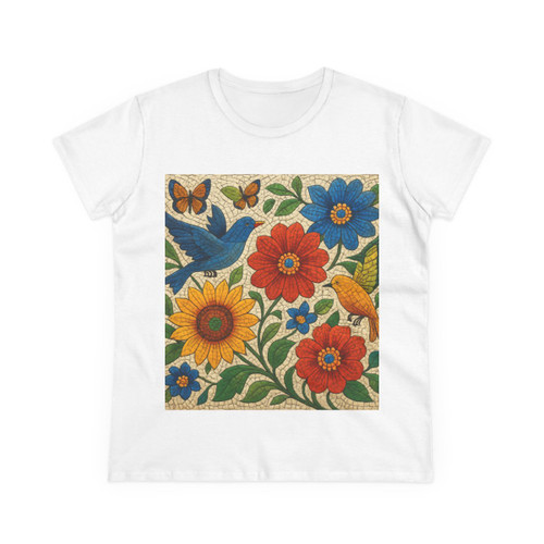 Nature's Mosaic Symphony - Women's Midweight Cotton Tee