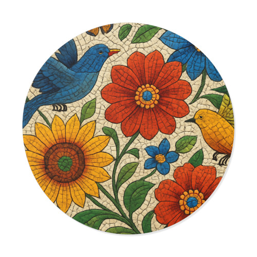 Nature's Mosaic Symphony - Round Vinyl Stickers