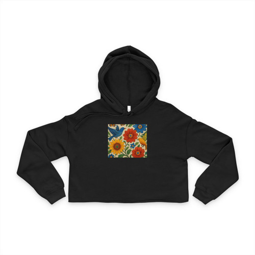 Nature's Mosaic Symphony - Women's Cropped Hoodie