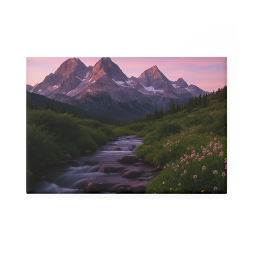 Serene Mountain Retreat - Button Magnet, Rectangle (1 & 10 pcs)
