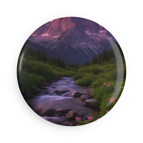 Serene Mountain Retreat - Button Magnet, Round (1 & 10 pcs)