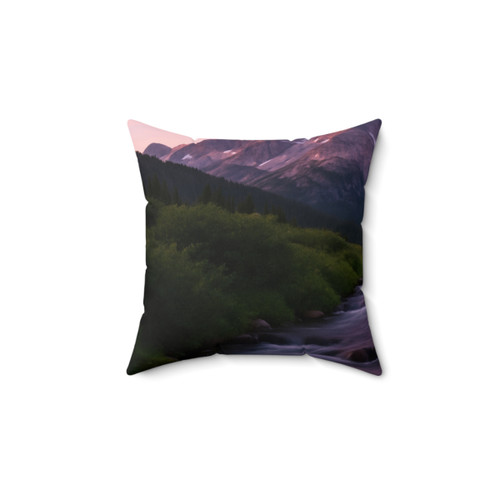 Serene Mountain Retreat - Spun Polyester Square Pillow