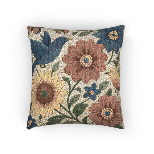 Nature's Mosaic Symphony - Woven Pillow