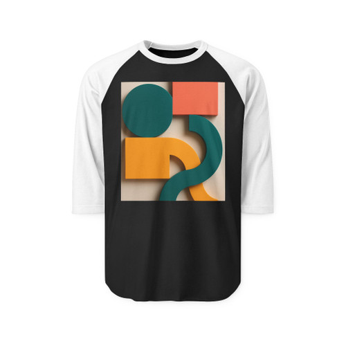 Geometric Cascade - Unisex Three-Quarter Sleeve Raglan Shirt