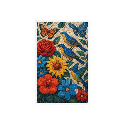 Nature's Mosaic Symphony - Acrylic Sign with Wooden Stand