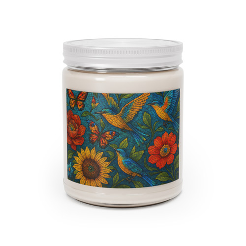 Nature's Mosaic Symphony - Scented Soy Candles with White Lid, 9oz