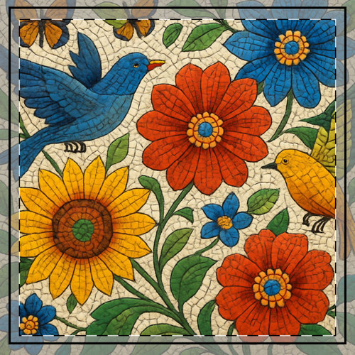 Nature's Mosaic Symphony - Throw Pillow