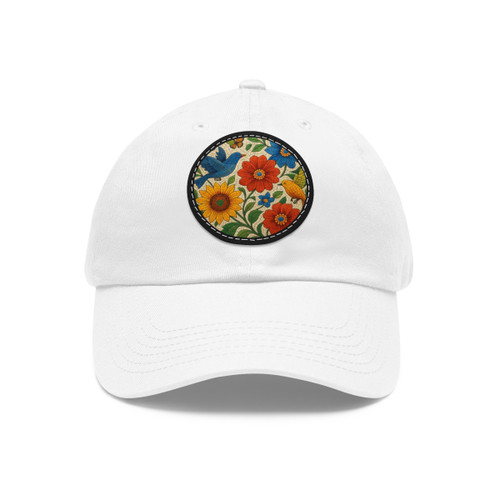 Nature's Mosaic Symphony - Dad Hat with Leather Patch (Round)