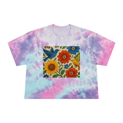 Nature's Mosaic Symphony - Women's Tie-Dye Crop Tee
