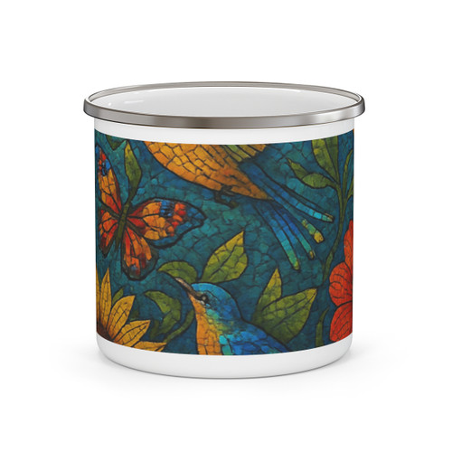 Nature's Mosaic Symphony - Enamel Camping Mug