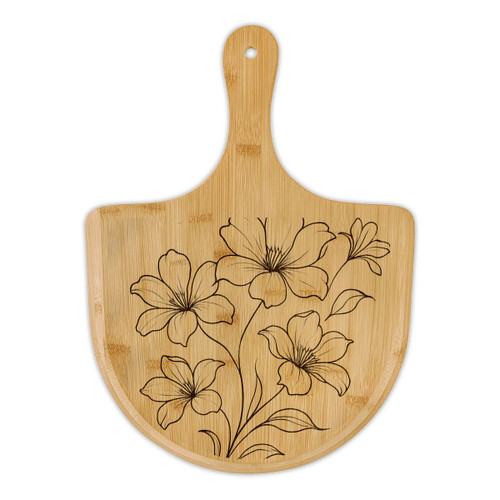 Serene Floral Flow - Bamboo Pizza Board (Engraving)