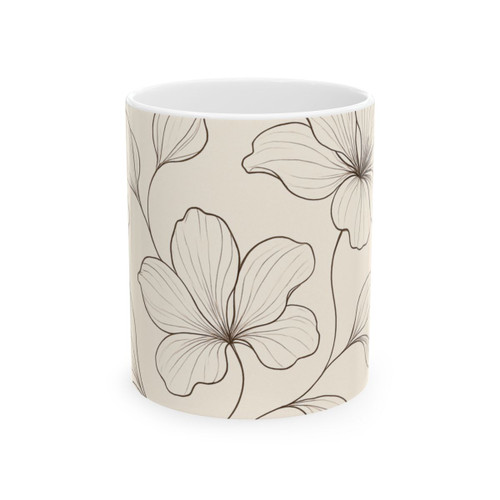 Serene Floral Flow - Ceramic Mug, (11oz, 15oz)