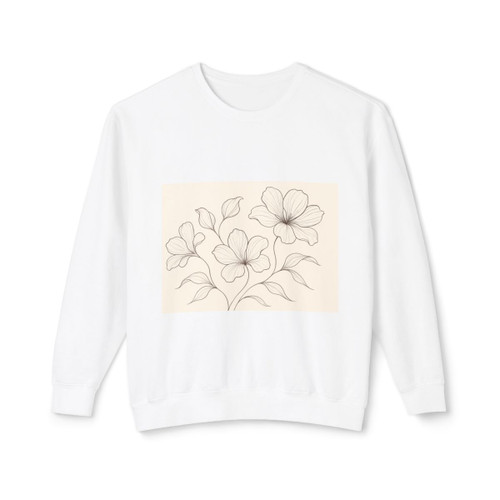 Serene Floral Flow - Unisex Lightweight Crewneck Sweatshirt