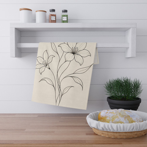 Serene Floral Flow - Tea Towels (cotton, poly)