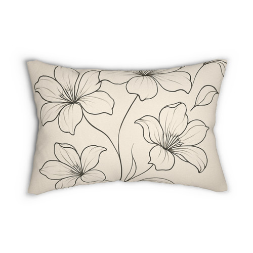Serene Floral Flow - Spun Polyester Lumbar Pillow