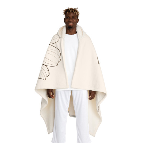 Serene Floral Flow - Hooded Sherpa Fleece Blanket