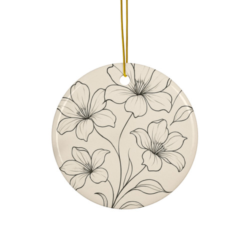 Serene Floral Flow - Ceramic Ornament, 4 Shapes