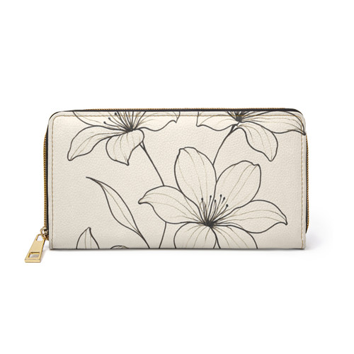 Serene Floral Flow - Zipper Wallet