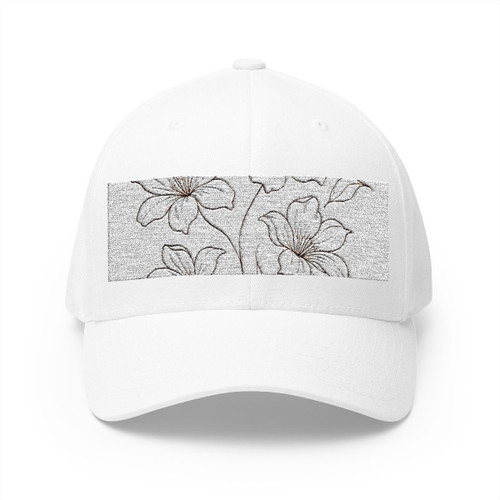 Serene Floral Flow - Closed-Back Structured Cap (Embroidery)