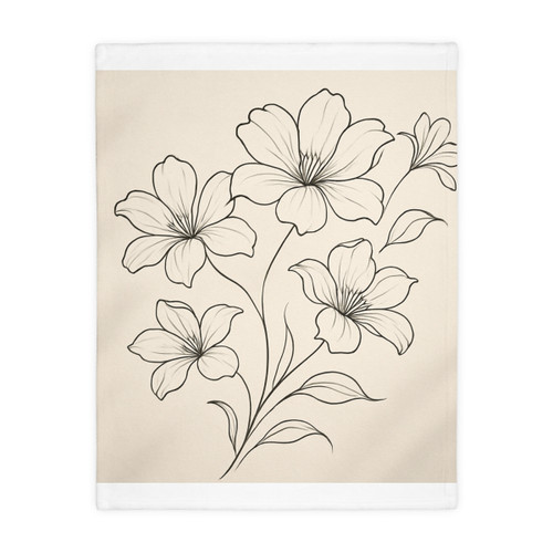 Serene Floral Flow - Velveteen Microfiber Blanket (Two-sided print)