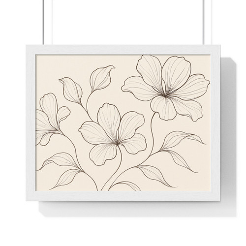 Serene Floral Flow - Horizontal Framed Poster