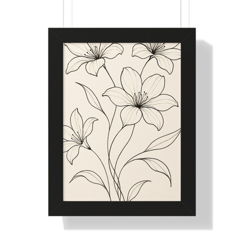 Serene Floral Flow - Framed Vertical Poster