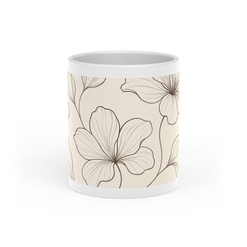 Serene Floral Flow - Heart-Shaped Mug