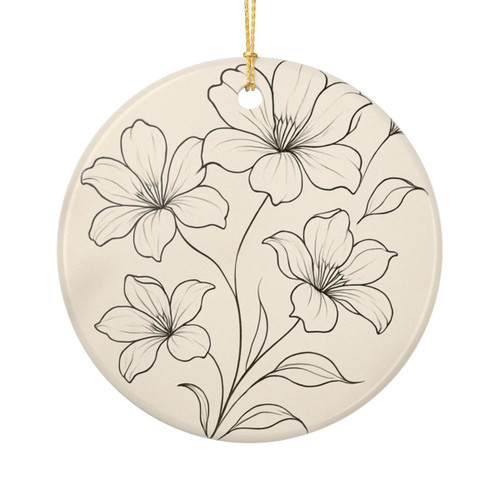Serene Floral Flow - Ceramic Ornaments (2-Side Print)
