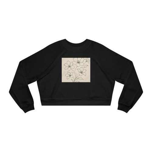 Serene Floral Flow - Women's Cropped Fleece Pullover