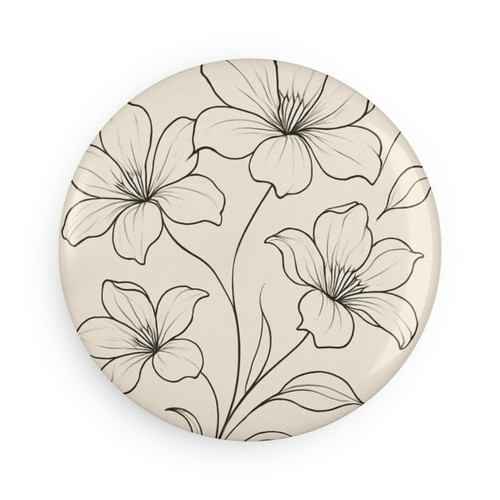 Serene Floral Flow - Button Magnet, Round (1 & 10 pcs)