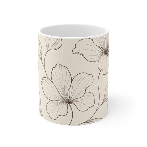 Serene Floral Flow - Ceramic Coffee Cups, 11oz, 15oz