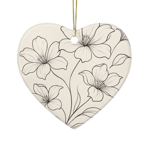 Serene Floral Flow - Ceramic Ornaments, 1-Side Print