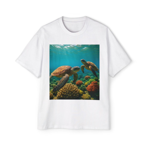 Dancing Sea Turtles - Men's Heavy Oversized Tee